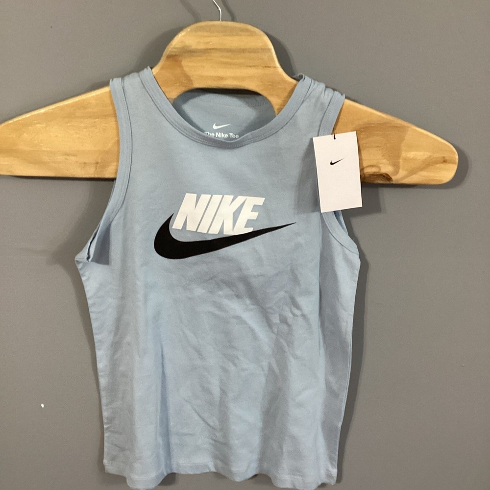 Nike Kids Girls Sportswear Futura Tank Top Light Blue FV5325-440 Large L NWT